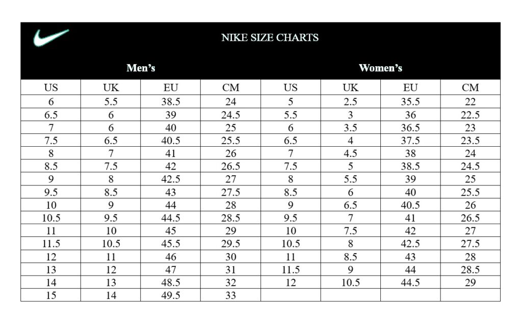 Size Chart – Kix Corner Store