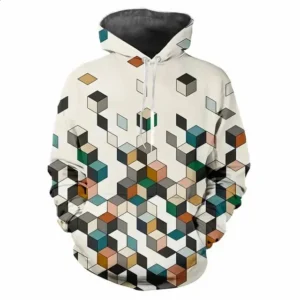 3D Printed Pullover Flat Geometric Pattern Hoodie For Men Women