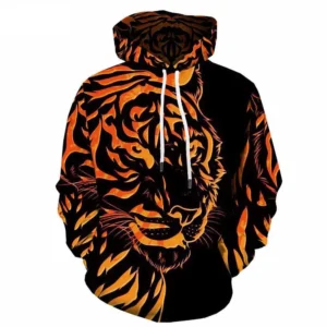 3D Printed Pullover Tiger Hoodie For Men Women