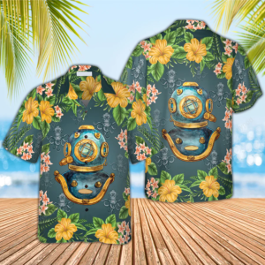 Scuba Diving Vintage Helmet Hawaiian Shirt