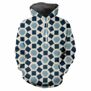 3D Printed Pullover Flat Geometric Pattern Hoodie For Men Women