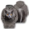 3D Printed Pullover Funny Animal Cat  Hoodie For Men Women