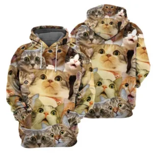 3D Printed Pullover Funny Animal Cat  Hoodie For Men Women