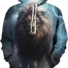 3D Printed Pullover Lion Hoodie For Men Women