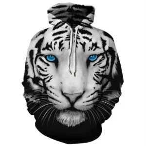 3D Printed Pullover Tiger Hoodie For Men Women