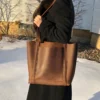 Brown Leather Tote Bag for Women