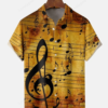 Music Element Fashion Print Beach Short Sleeve Shirt