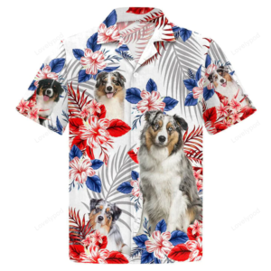 Australian Shepherd American Flag Hawaiian Shirt For Dog Lovers