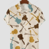 Men's Simple Music Guitar Print Casual Shirt