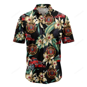 Firefighter Floral Vintage Hawaiian Shirt