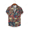 Dkull Flag Print Beach Holiday Style Short Sleeve Shirt
