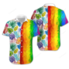 LGBT Aloha Hawaiian Shirts For Summer, Transgender Awesome LGBT Low Poly Colorful Rainbow Hawaiian Shirts