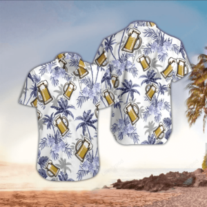 Beer and Coconut tree pattern Hawaiian shirt for men