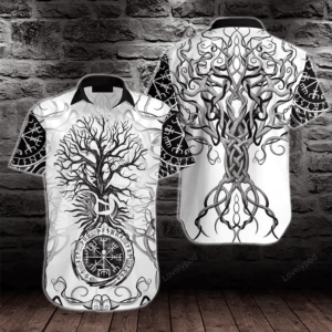 Vikings Tree Of Life Tattoo Hawaiian Shirt- Short Sleeve Hawaiian Shirt