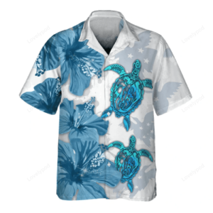 Blue Bird Turtle 3d Hawaiian Shirt Men's