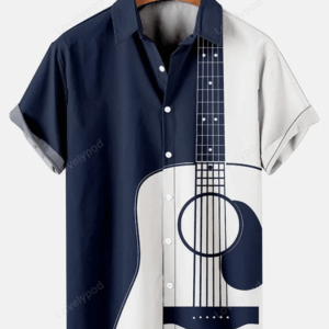 Music Elements Fashion Print Beach Short-sleeved Hawaiian Shirt
