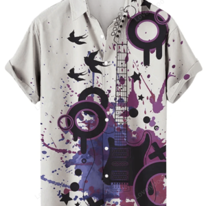 Men's Woven Printed Cardigan Casual Lapel Short-sleeved Hawaiian Shirt