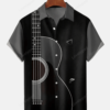 Men's Music Guitar Print Loose Casual hawaiian Shirt