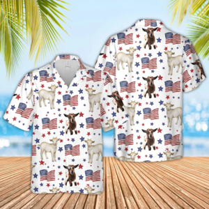 Goat American Flag Pattern Hawaiian Shirt