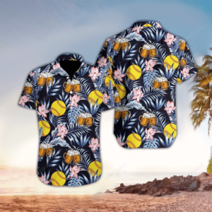 Beer and softball Aloha Hawaii Shirt, Perfect Hawaiian Shirt For Beer Lover