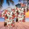 Hereford Hibicus Floral Us Flag 3D Hawaiian Shirt