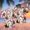 Hereford Cattle American Flag Flowers Hawaiian Shirt, Farm Cow