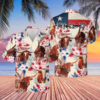 Longhorn Cattle Texas Flag Hawaiian Shirt, Farm cow
