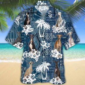 Flower Greyhound  Short Sleeve Hawaiian Aloha Shirt for Men, Women