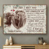 Customized Elephant Couple Canvas, The Day I met You Wall Art For Husband & Wife