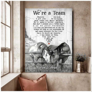 Horse Couple Wall Art, We're a team Canvas Bedroom Decor Husband and Wife Wedding Anniversary Wall Decor