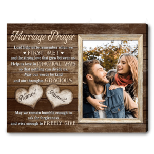 Personalized Wedding Gift Newly Married Couple, Marriage Prayer Couple Canvas for Husband and Wife