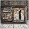 Wedding Anniversary Year Gifts, Couple Canvas Painting, All of Love Custom Photo Husband and Wife Wall Art for Bedroom