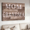 Personalized Mom Est Grandma Est Canvas Prints with Grandkids, Gift for Mom