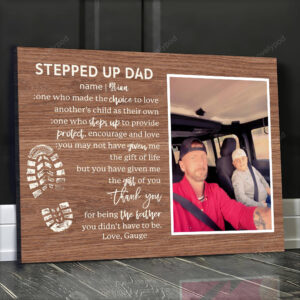 Personalized Stepped Up Dad canvas, Gift for Stepped Up Dad, Step Dad Father's day, Christmas Gift