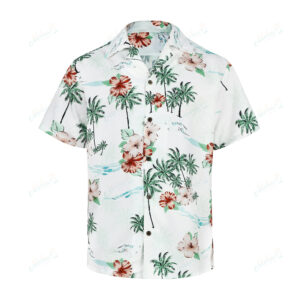 Hibiscus Hawaiian Shirt - Tropical Floral and Palm Tree Design