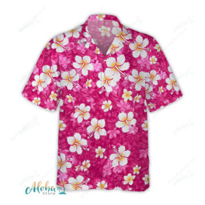 Hawaiian Shirt Aloha Hibiscus Chaba Flower Background Pink Ha272p